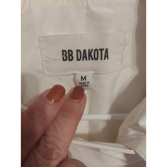 BB DAKOTA It's Electric Moto Jacket Belted Buckle Notch Collar White Size M - Picture 6 of 11